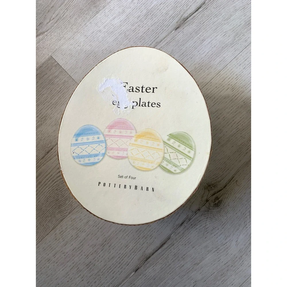 Pottery Barn Easter Egg Plates Set of 4 Pastel Stoneware Appetizer Spring Decor‎